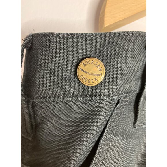 Carhartt Mens Black Buck Saw Logger Work Pants Size 44X30 FLAWED READ - Picture 4 of 9